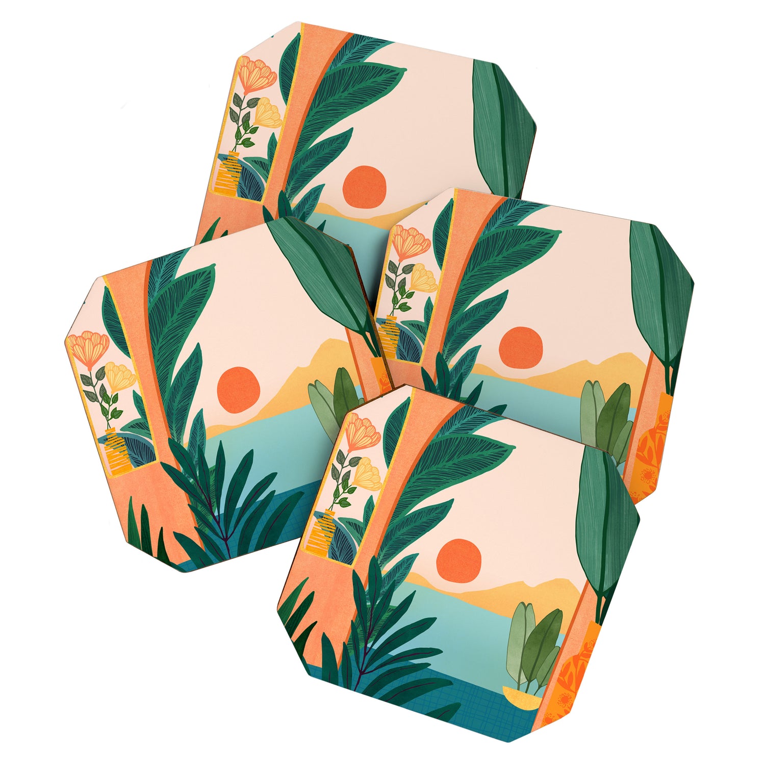 Tropical Evening Sunset Landscape Coaster Gallery Image 1