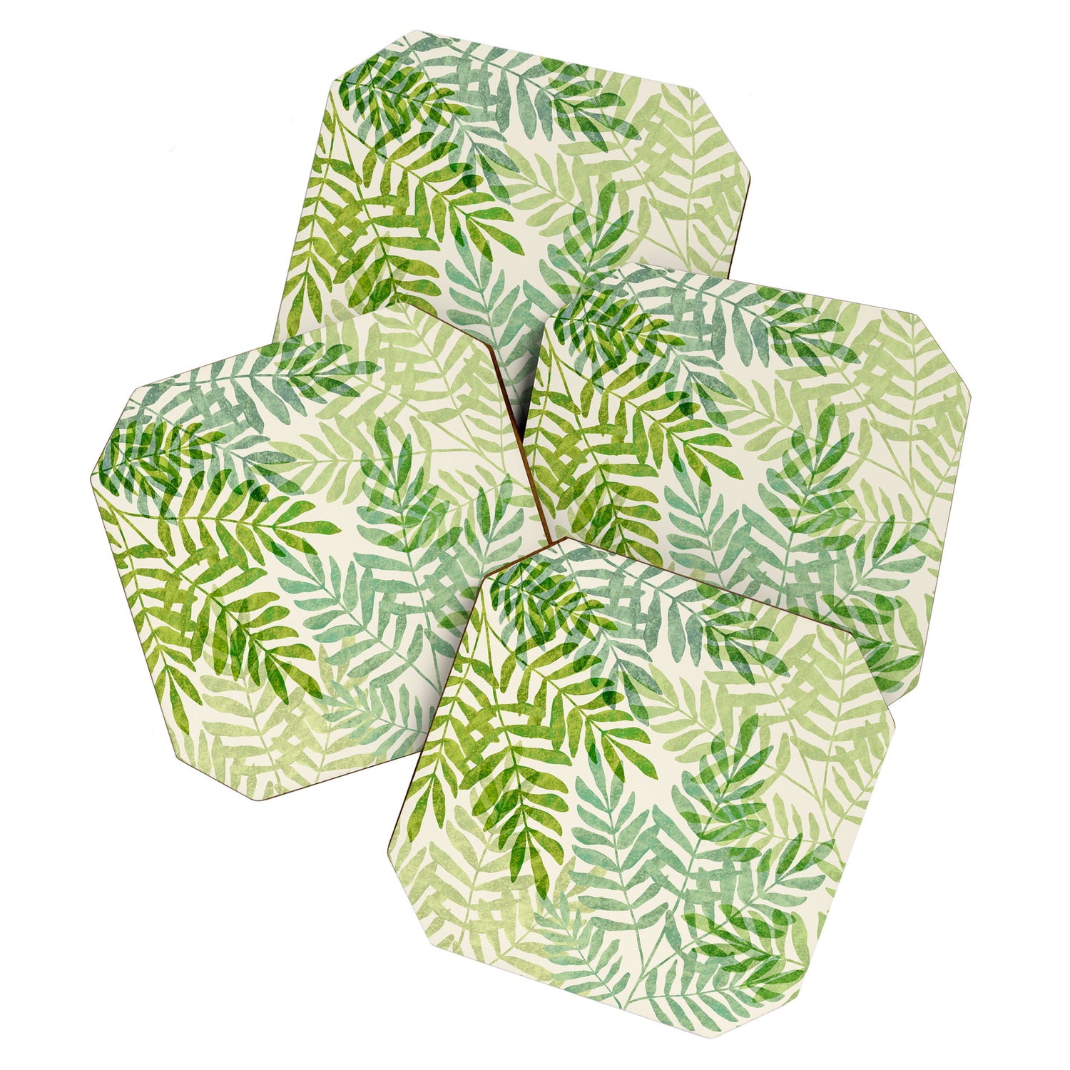 Tropical Forest Fern Fronds - botanical greenery design Coaster Gallery Image 1