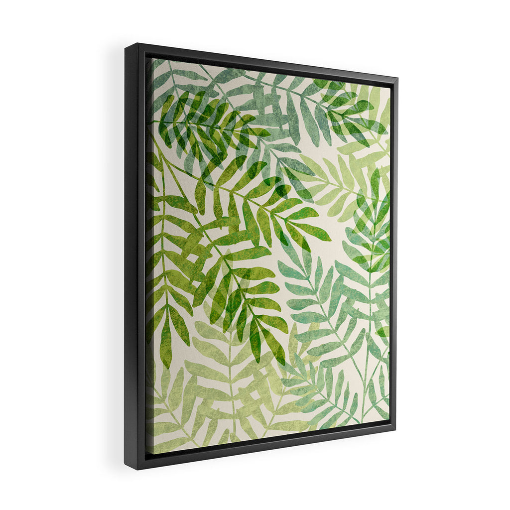 Tropical Forest Fern Fronds - botanical greenery design Framed Canvas Print Gallery Image 2