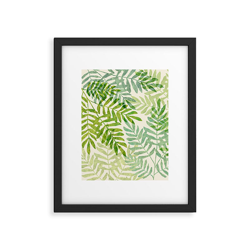Tropical Forest Fern Fronds - botanical greenery design Framed Art Print Gallery Image 6