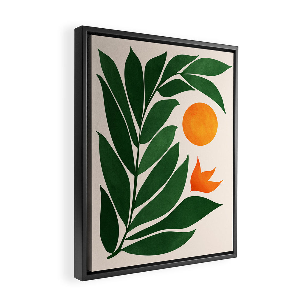 Tropical Forest Sunset / Mid Century Abstract Shapes Framed Canvas Print Gallery Image 2