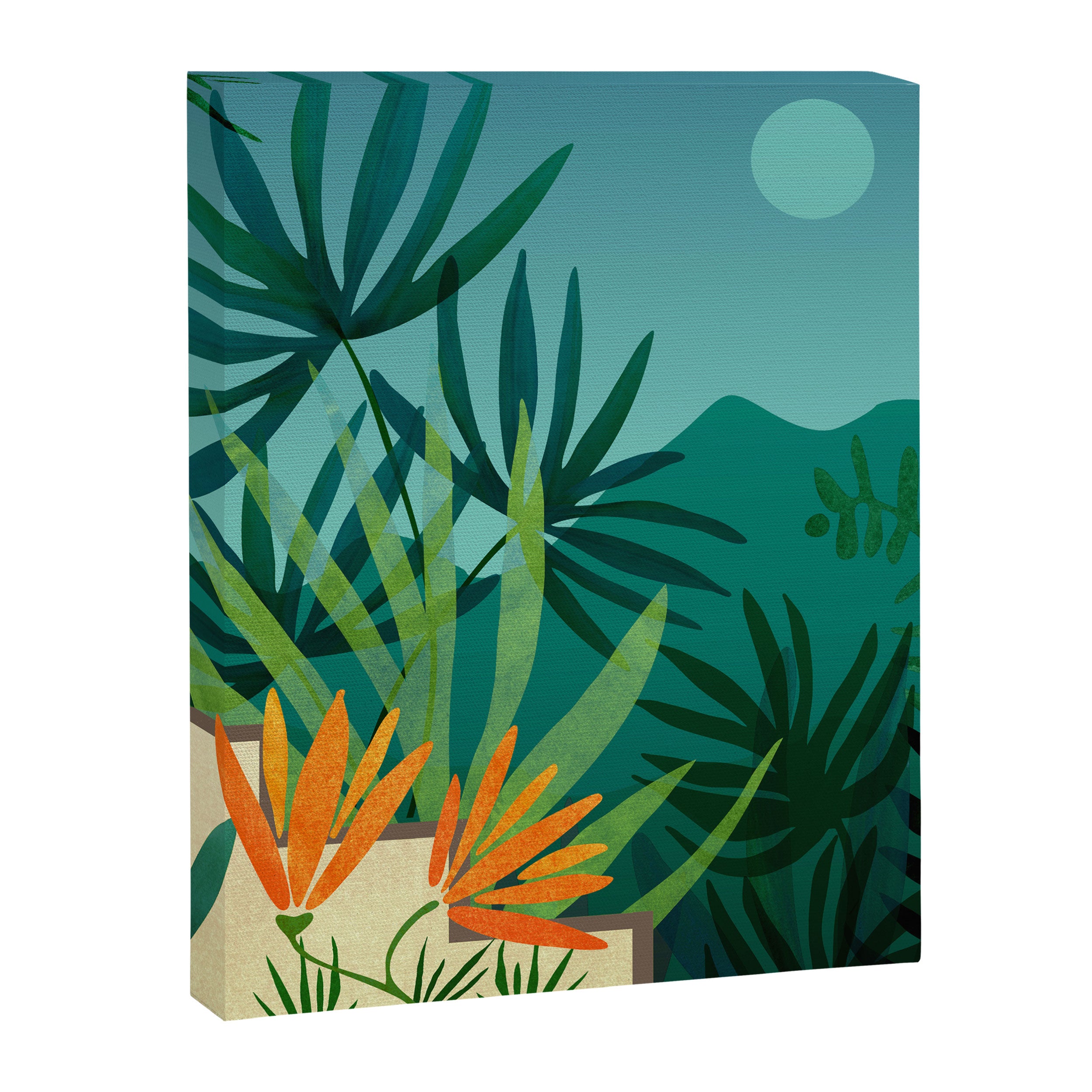 Tropical Moonlight Garden Landscape  Canvas Print Gallery Image 6