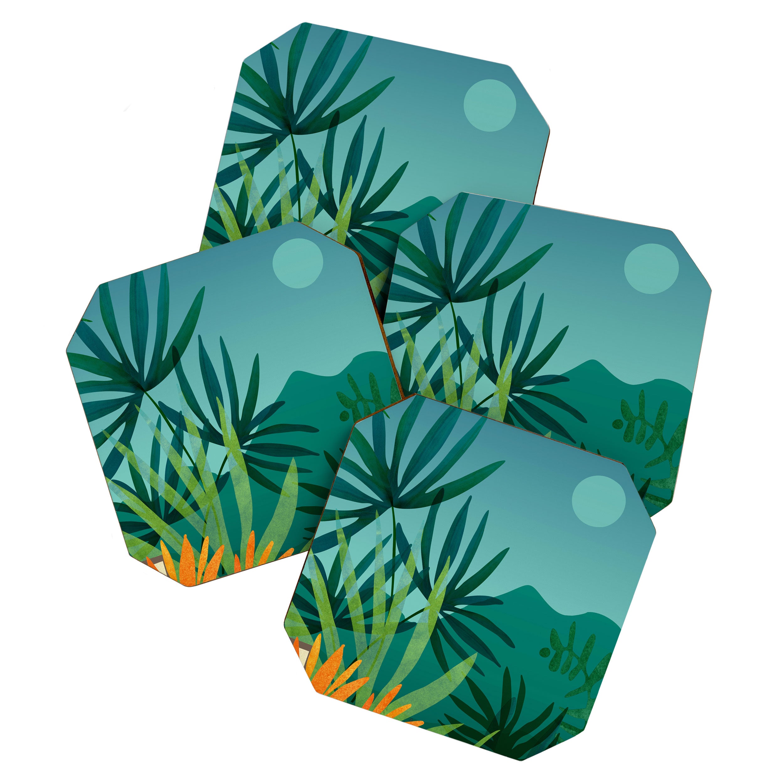 Tropical Moonlight Garden Landscape  Coaster Gallery Image 1
