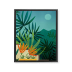 Tropical Moonlight Garden Landscape  Framed Canvas Print Gallery Image 6