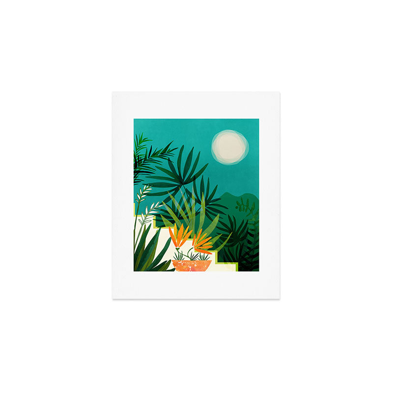 Tropical Moonlight Night Scene Art Print Gallery Image 1