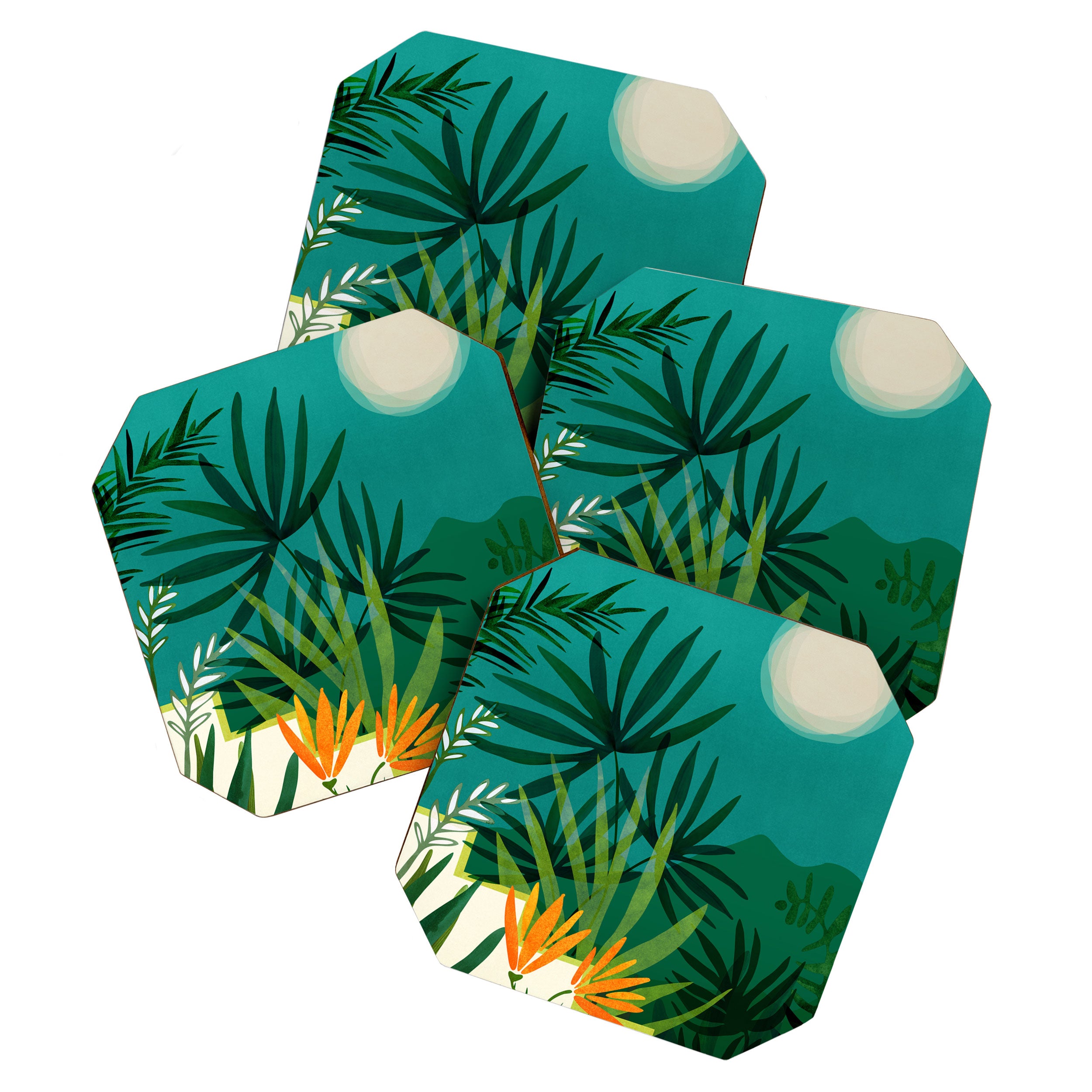 Tropical Moonlight Night Scene Coaster Gallery Image 1