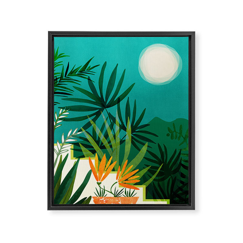 Tropical Moonlight Night Scene Framed Canvas Print Gallery Image 6