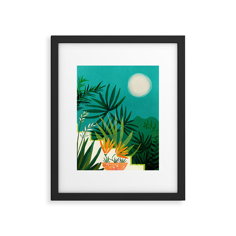 Tropical Moonlight Night Scene Framed Art Print Gallery Image 4