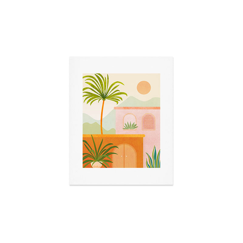 Tropical Mountain Village Landscape Art Print Gallery Image 1