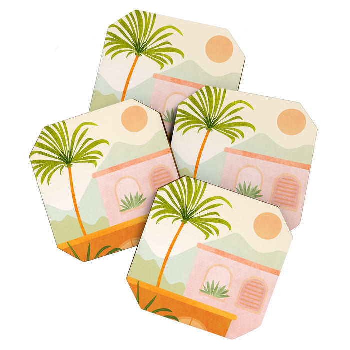 Tropical Mountain Village Landscape Coaster Gallery Image 1