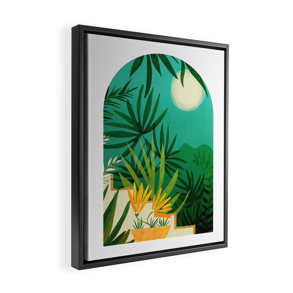 Tropical Night Garden Framed Canvas Print Gallery Image 2