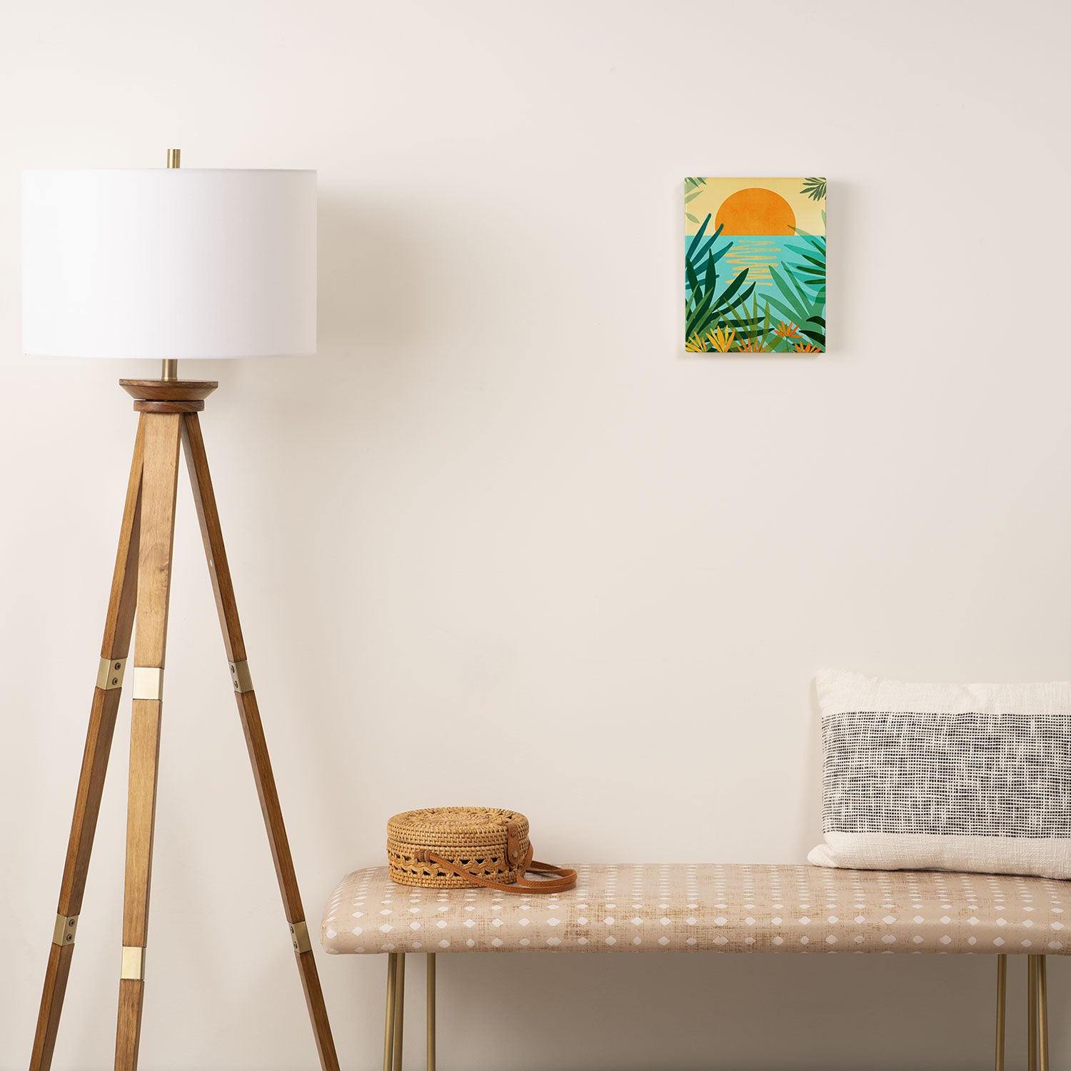 Tropical Ocean View Landscape Illustration Canvas Print Gallery Image 2