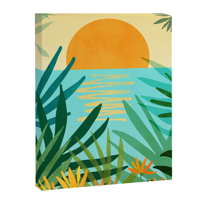 Tropical Ocean View Landscape Illustration Canvas Print Gallery Image 1