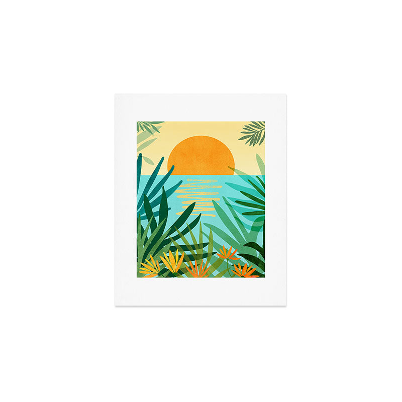 Tropical Ocean View Landscape Illustration Art Print Gallery Image 1