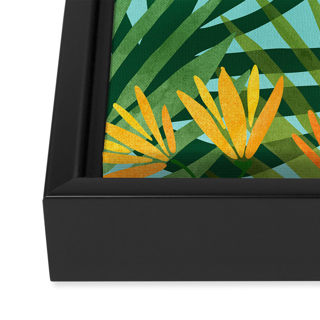 Tropical Ocean View Landscape Illustration Framed Canvas Print Gallery Image 3