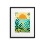 Tropical Ocean View Landscape Illustration Framed Art Print Gallery Image 5