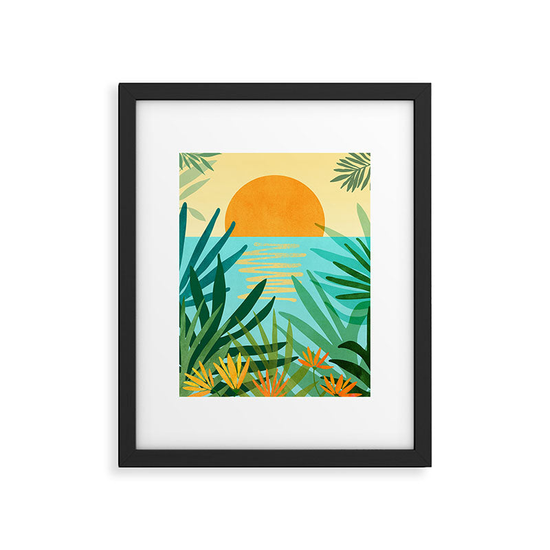 Tropical Ocean View Landscape Illustration Framed Art Print Gallery Image 5
