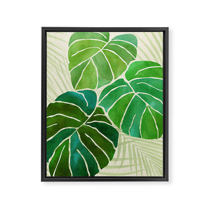 Tropical Plants Monstera Leaf Framed Canvas Print Gallery Image 1