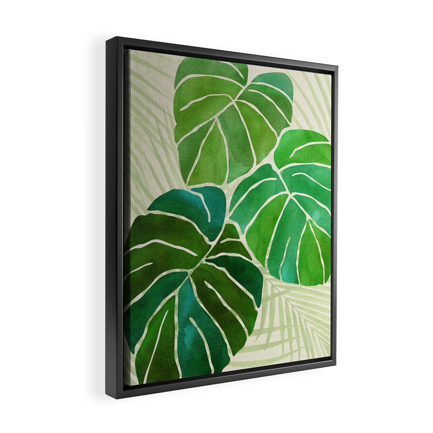 Tropical Plants Monstera Leaf Framed Canvas Print Gallery Image 2