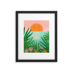 Tropical Views - Pink and Green Landscape Illustration Framed Art Print Gallery Image 4