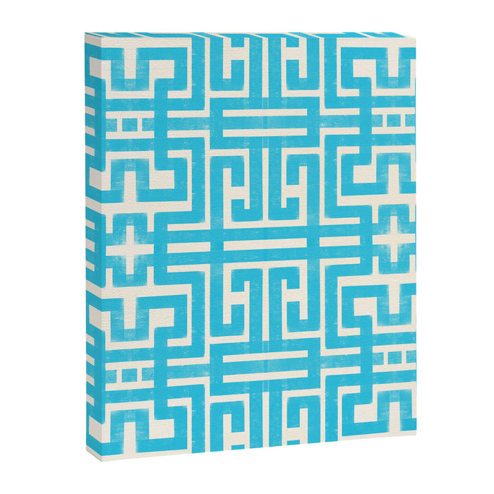 Turquoise Greco Labyrinth - Abstract Geometric Pattern  Canvas Print Gallery Image 1
