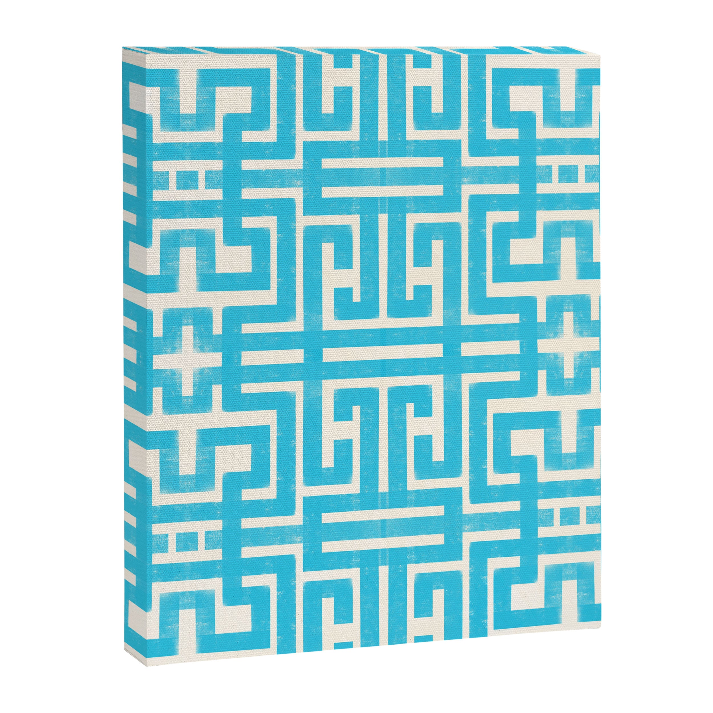 Turquoise Greco Labyrinth - Abstract Geometric Pattern  Canvas Print Gallery Image 8