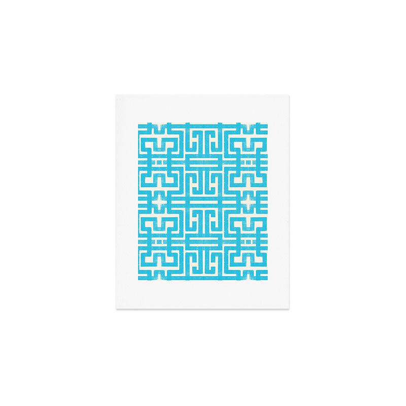 Turquoise Greco Labyrinth - Abstract Geometric Pattern  Art Print Gallery Image 1