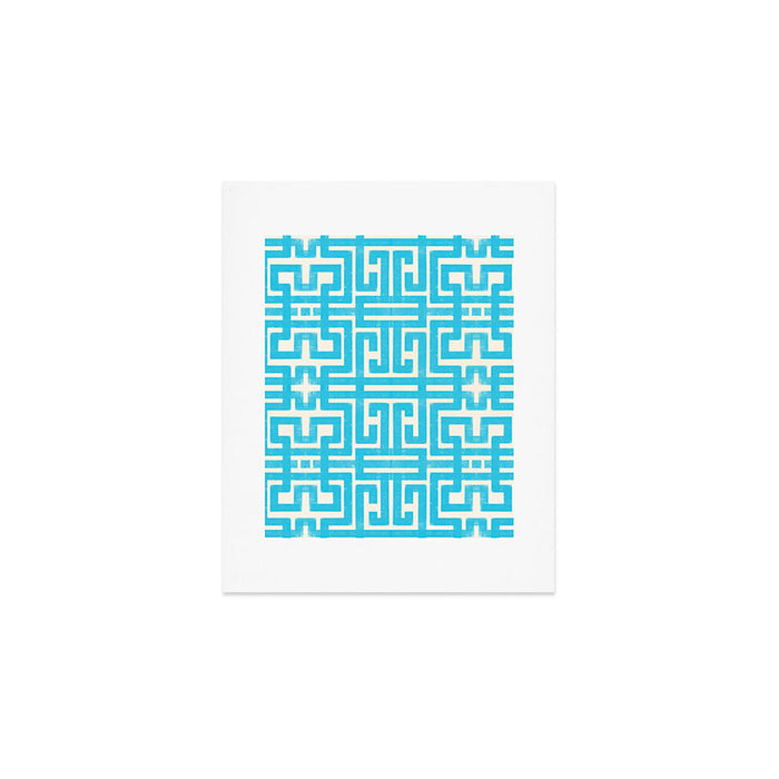 Turquoise Greco Labyrinth - Abstract Geometric Pattern  Art Print Gallery Image 1