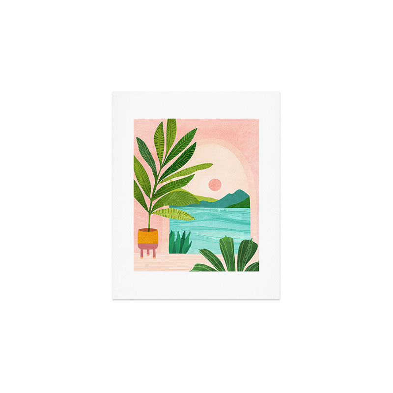 Vacation Views - Pink Coastal Landscape Art Print Gallery Image 1
