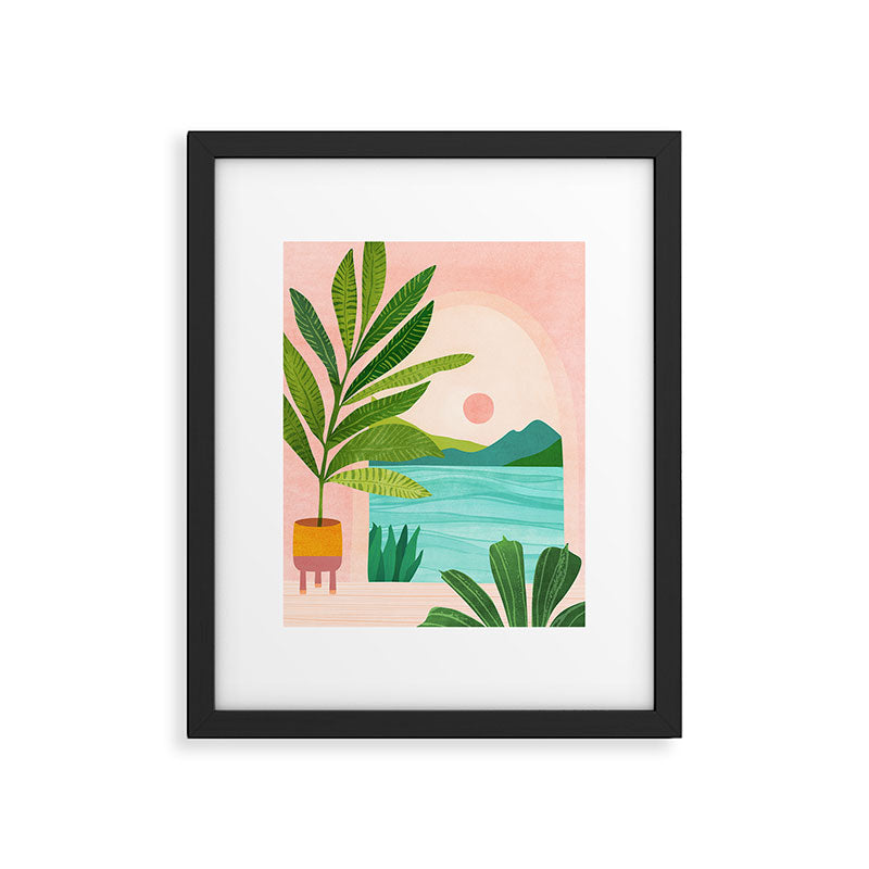 Vacation Views - Pink Coastal Landscape Framed Art Print Gallery Image 5