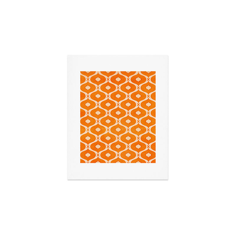Vibrant Orange Ornament Pattern Art Print Gallery Image 1