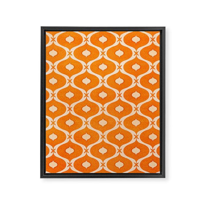 Vibrant Orange Ornament Pattern Framed Canvas Print Gallery Image 1
