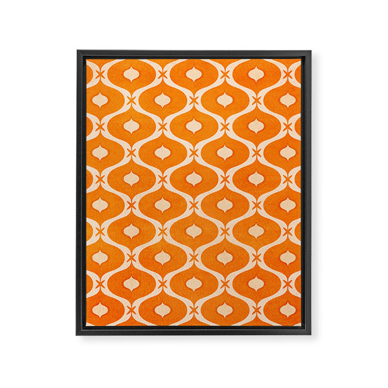 Vibrant Orange Ornament Pattern Framed Canvas Print Gallery Image 8