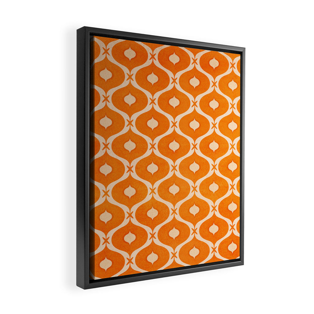 Vibrant Orange Ornament Pattern Framed Canvas Print Gallery Image 2