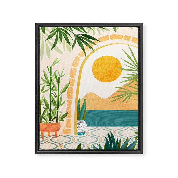 Villa View Tropical Landscape / Villa Series Framed Canvas Print Gallery Image 1