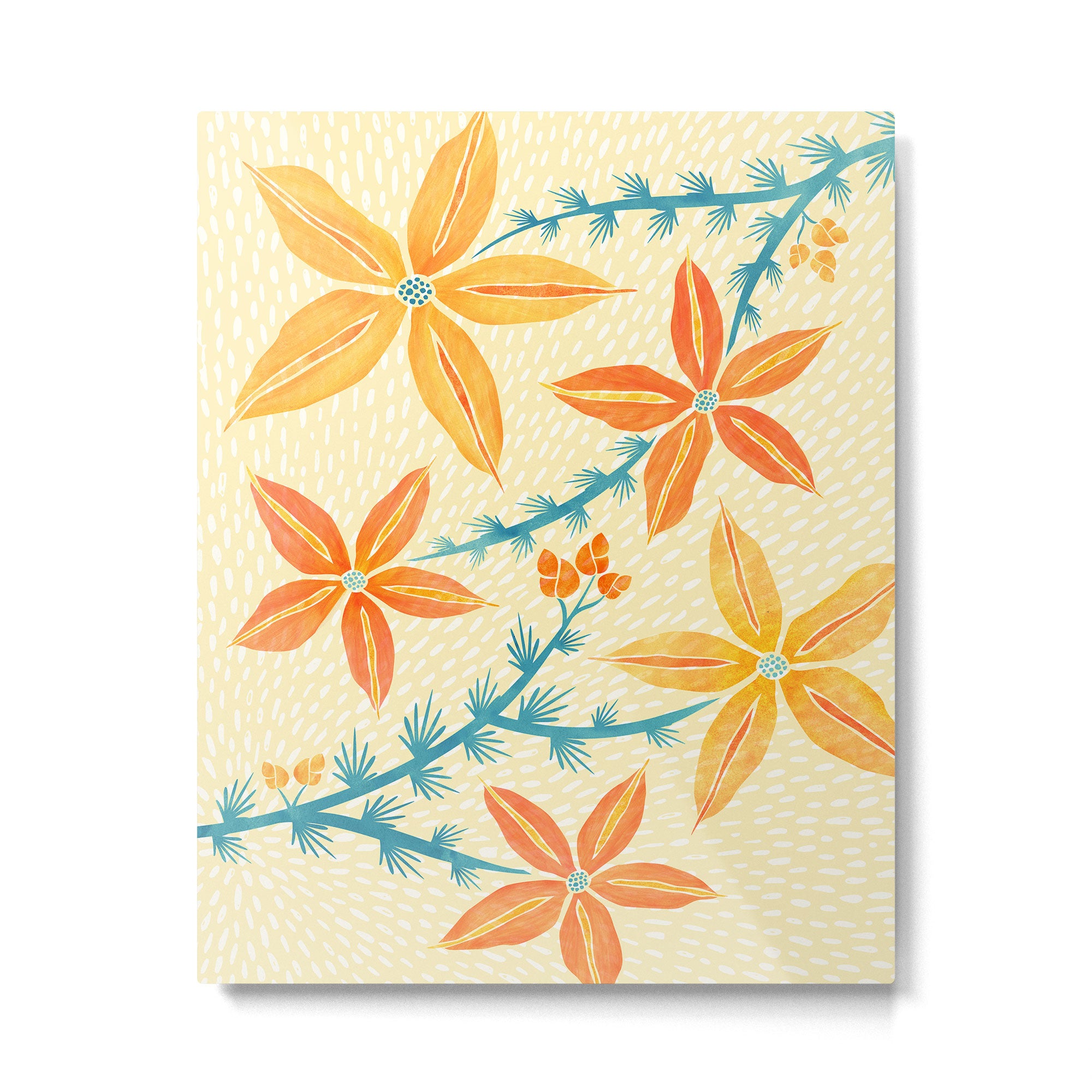 Vintage Tropical Flower Print Metal Print Gallery Image 4