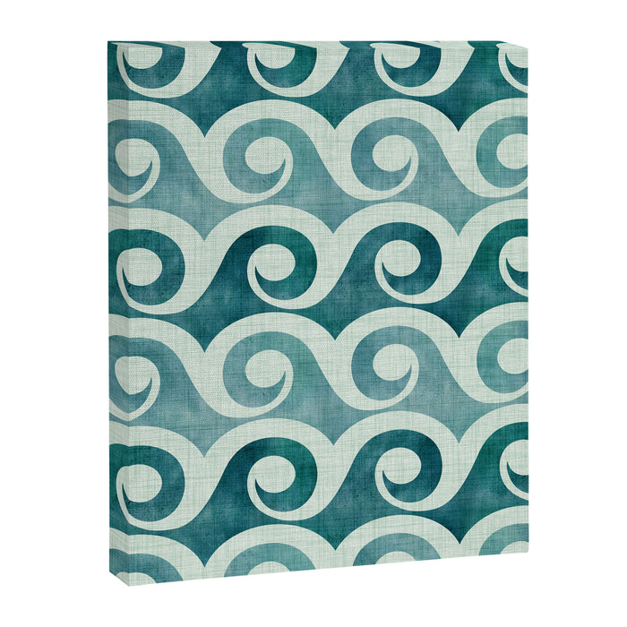 Vintage Waves Tropical Teal Geometric Pattern Canvas Print Gallery Image 1