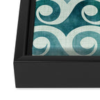 Vintage Waves Tropical Teal Geometric Pattern Framed Canvas Print Gallery Image 3
