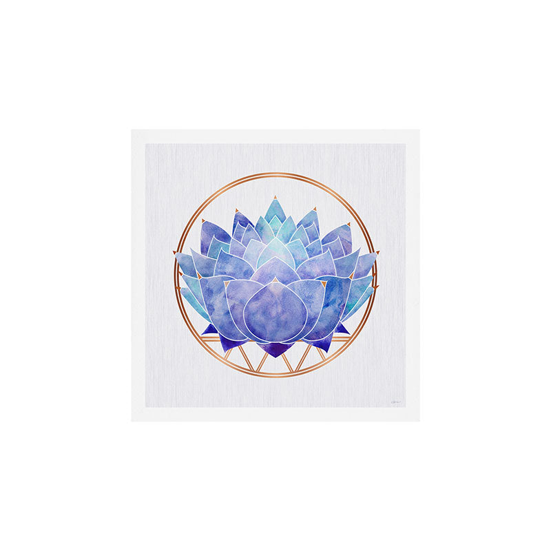Violet Zen Lotus Flower Watercolor Art Print Gallery Image 1