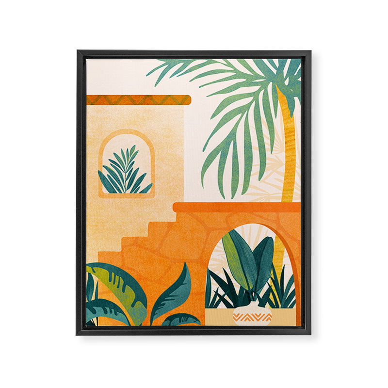 Wandering The Tropical Garden - Colorful Landscape Framed Canvas Print Gallery Image 6