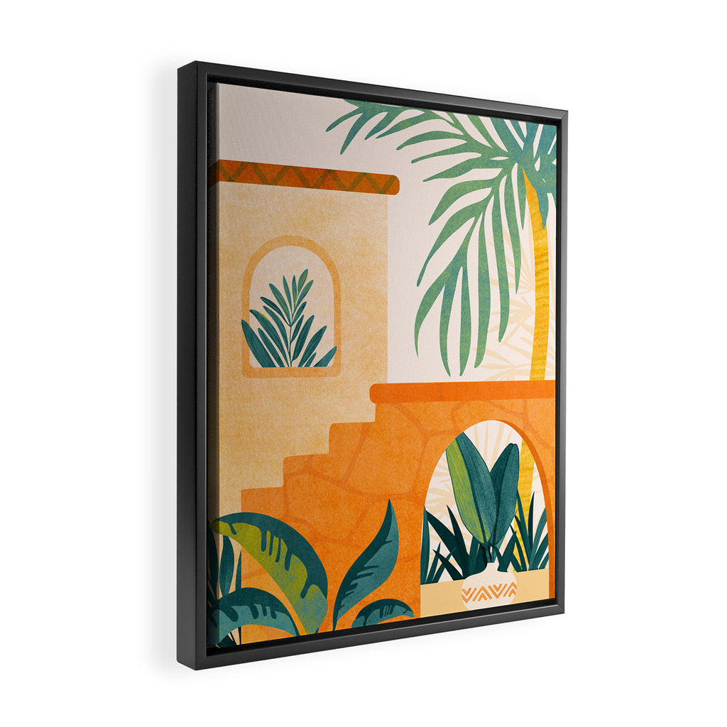 Wandering The Tropical Garden - Colorful Landscape Framed Canvas Print Gallery Image 2