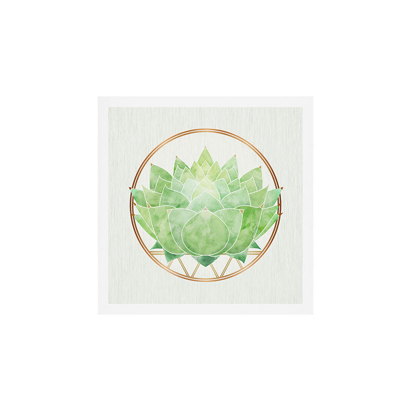 Watercolor Succulent Plant with Metallic Gold Art Print Gallery Image 1