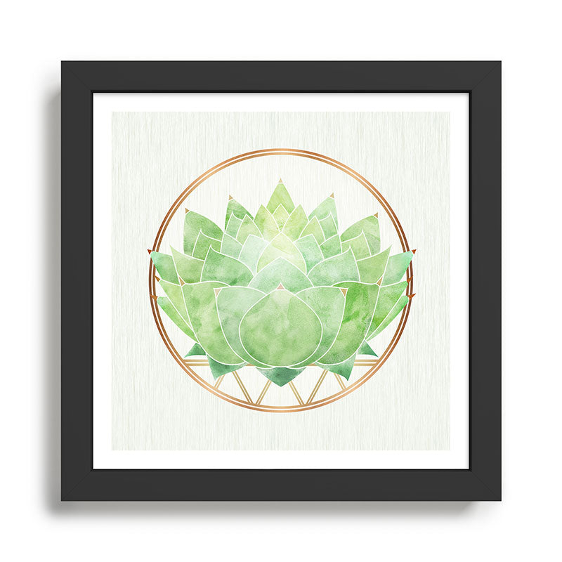 Watercolor Succulent Plant with Metallic Gold Framed Art Print Gallery Image 1