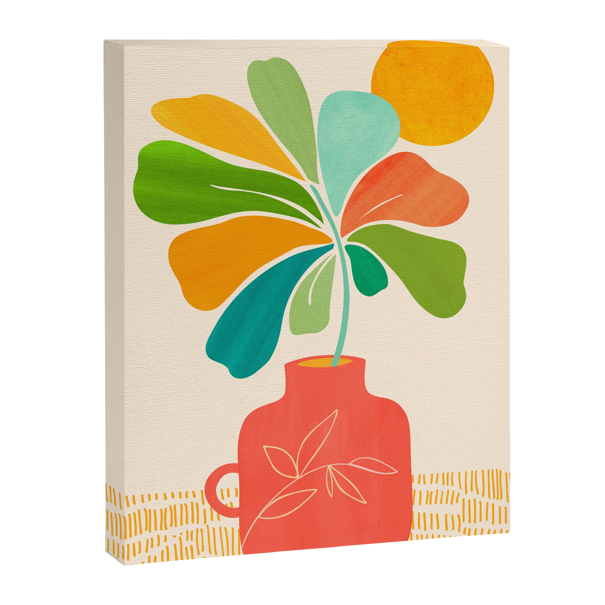 Whimsical Tropical Leaf Still Life Canvas Print Gallery Image 6