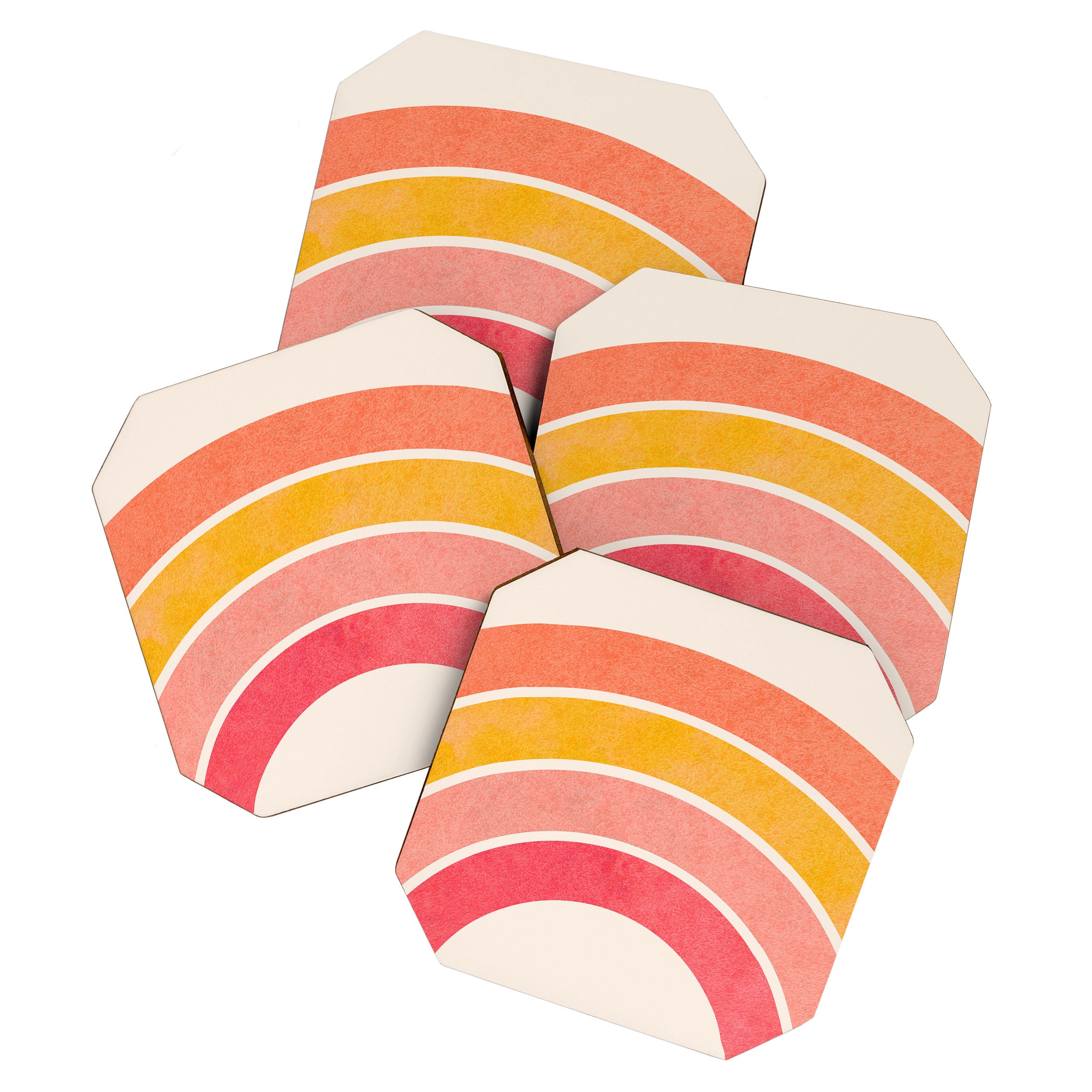 Whimsical Vintage Rainbow Waves Coaster Gallery Image 1