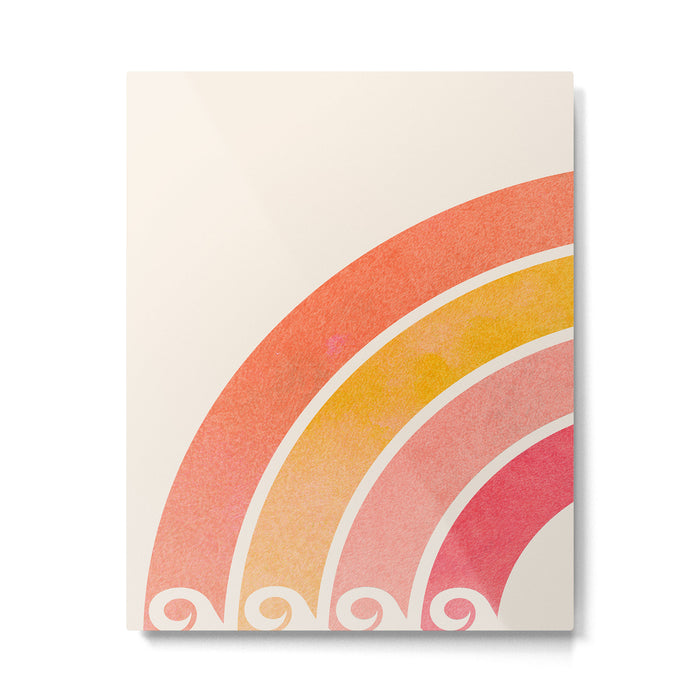 Whimsical Vintage Rainbow Waves Metal Print Gallery Image 1