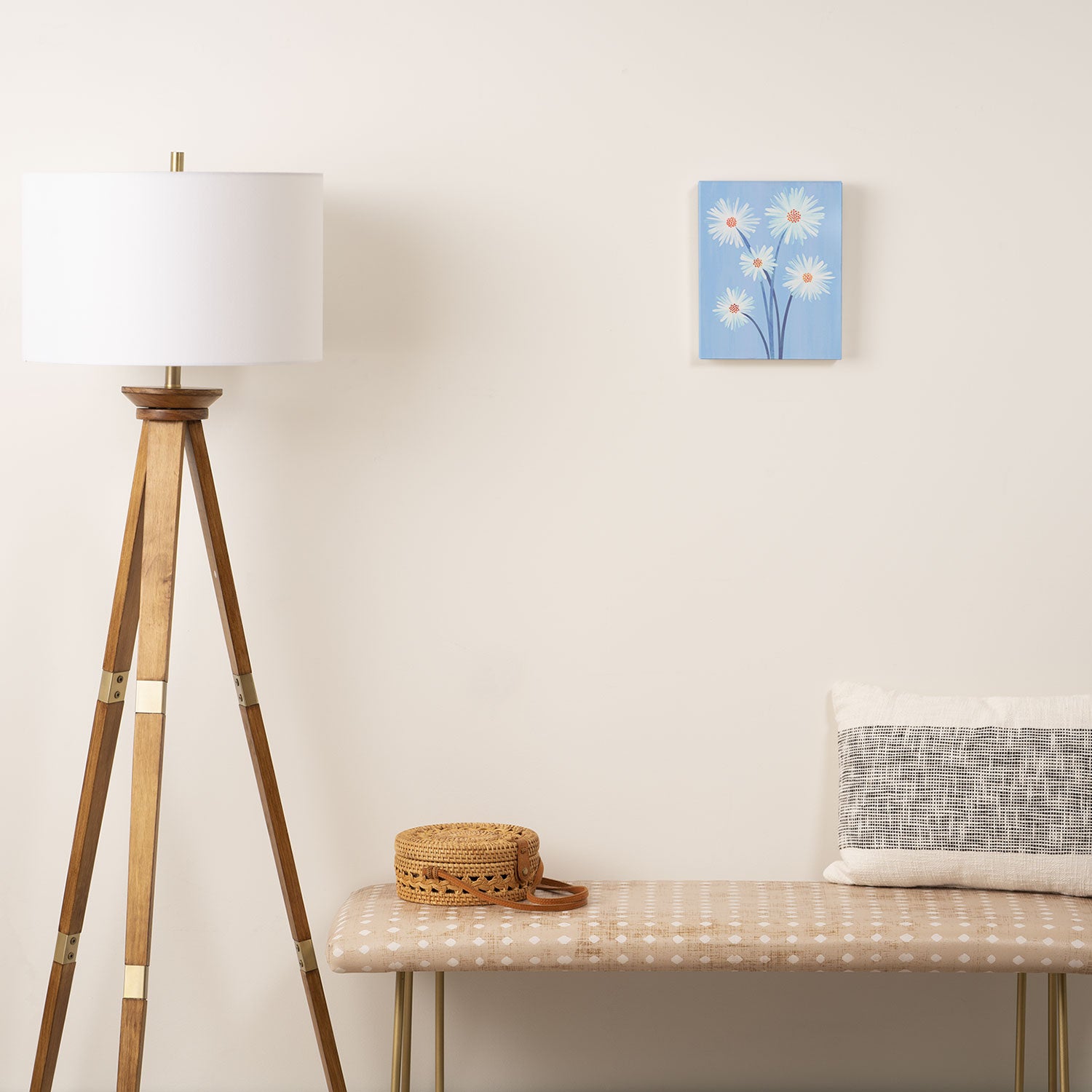 Winter Floral Still Life in Ice Blue Canvas Print Gallery Image 2