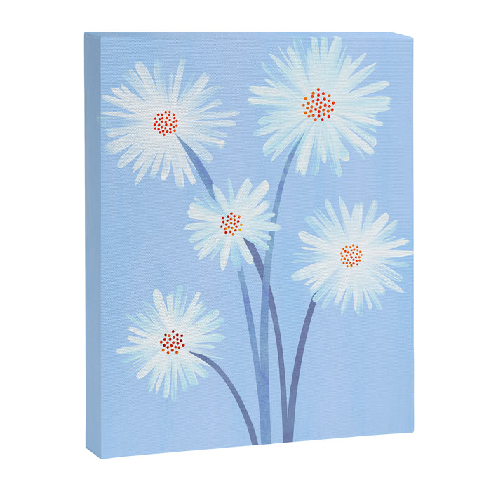 Winter Floral Still Life in Ice Blue Canvas Print Gallery Image 1
