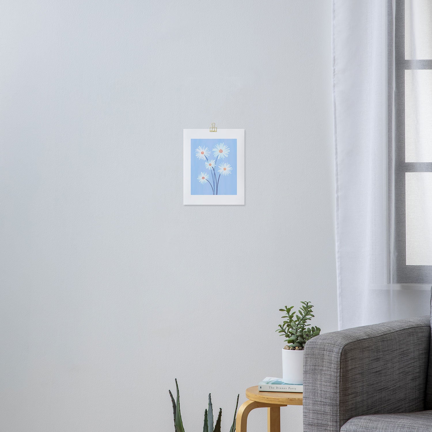 Winter Floral Still Life in Ice Blue Art Print Gallery Image 3