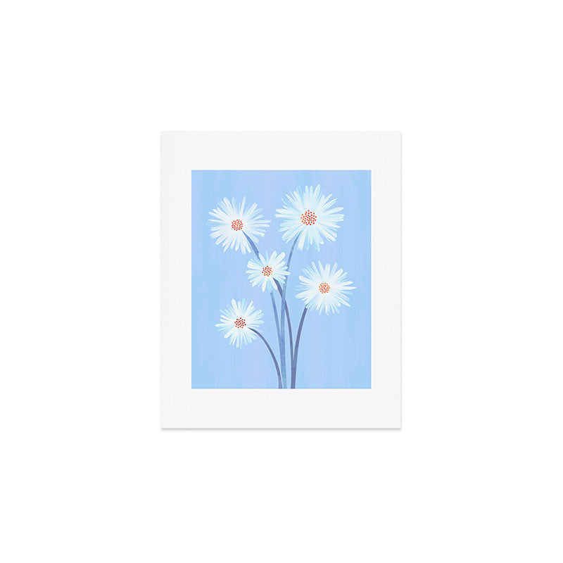 Winter Floral Still Life in Ice Blue Art Print Gallery Image 1